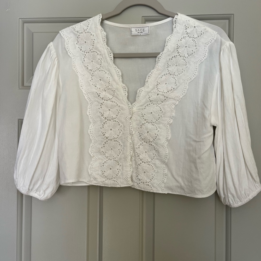 Eyelette cropped blouse